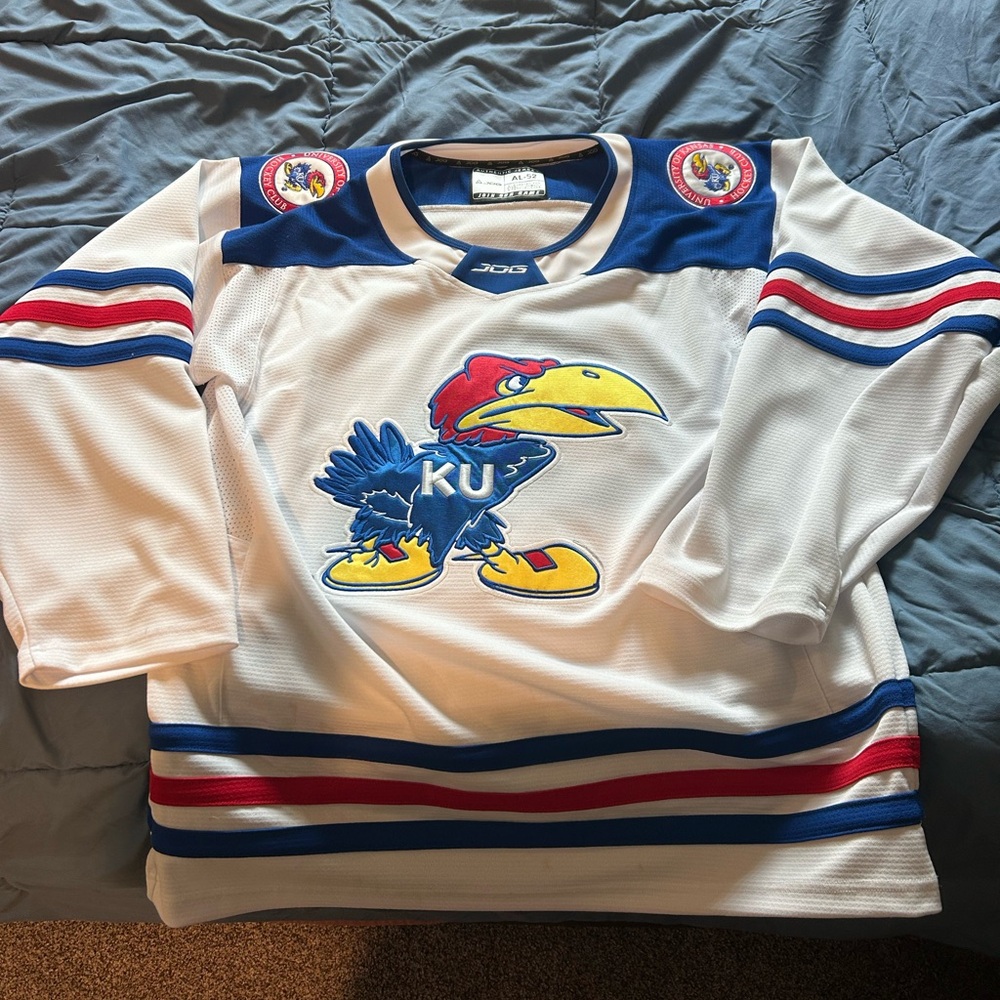 KU Jayhawks Hockey Jersey - White and Blue